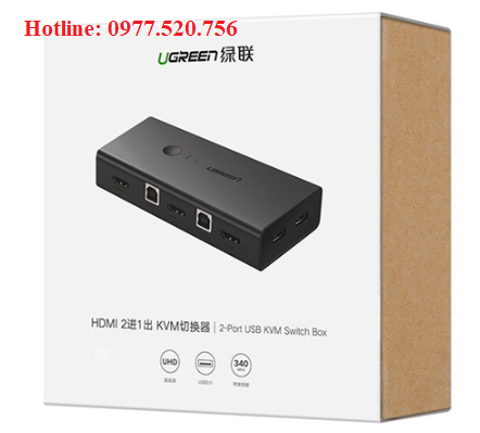 KVM Switch  2 Cổng HDMI 4k và 4 cổng USB UGREEN 50744